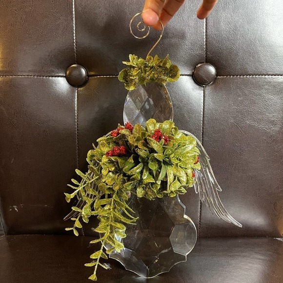 Mistletoe Faceted Lucite Crystal Angel Ornament 9” Extra Large - Picture 4 of 10